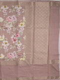 Munga fancy floral printed saree with big border and attached blouse