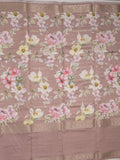 Munga fancy floral printed saree with big border and attached blouse