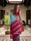 Narayanpet pattu saree allover zari checks and zari border with contrast pallu and blouse