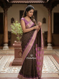 Narayanpet pattu saree allover zari checks and zari border with contrast pallu and blouse