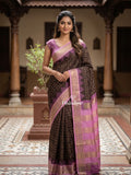 Narayanpet pattu saree allover zari checks and zari border with contrast pallu and blouse