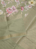 Munga fancy floral printed saree with big border and attached blouse