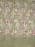 Munga fancy floral printed saree with big border and attached blouse