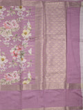 Munga fancy floral printed saree with big border and attached blouse