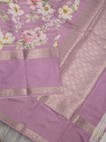 Munga fancy floral printed saree with big border and attached blouse