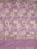 Munga fancy floral printed saree with big border and attached blouse