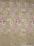 Munga fancy floral printed saree with big border and attached blouse