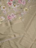 Munga fancy floral printed saree with big border and attached blouse