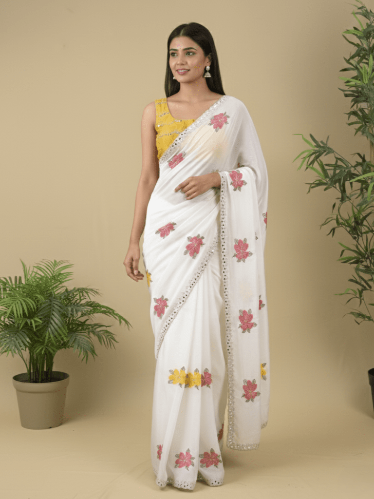 Rocket saree Soft organza saree in blue color