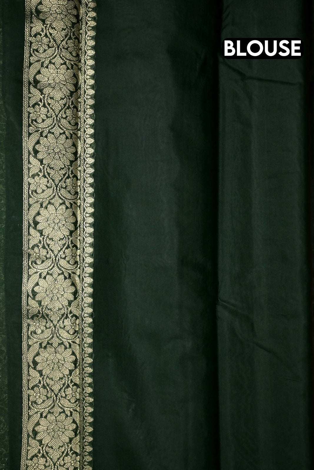 Banaras fancy saree peach and green with allover gold zari weaves, kaddi border and plain blouse